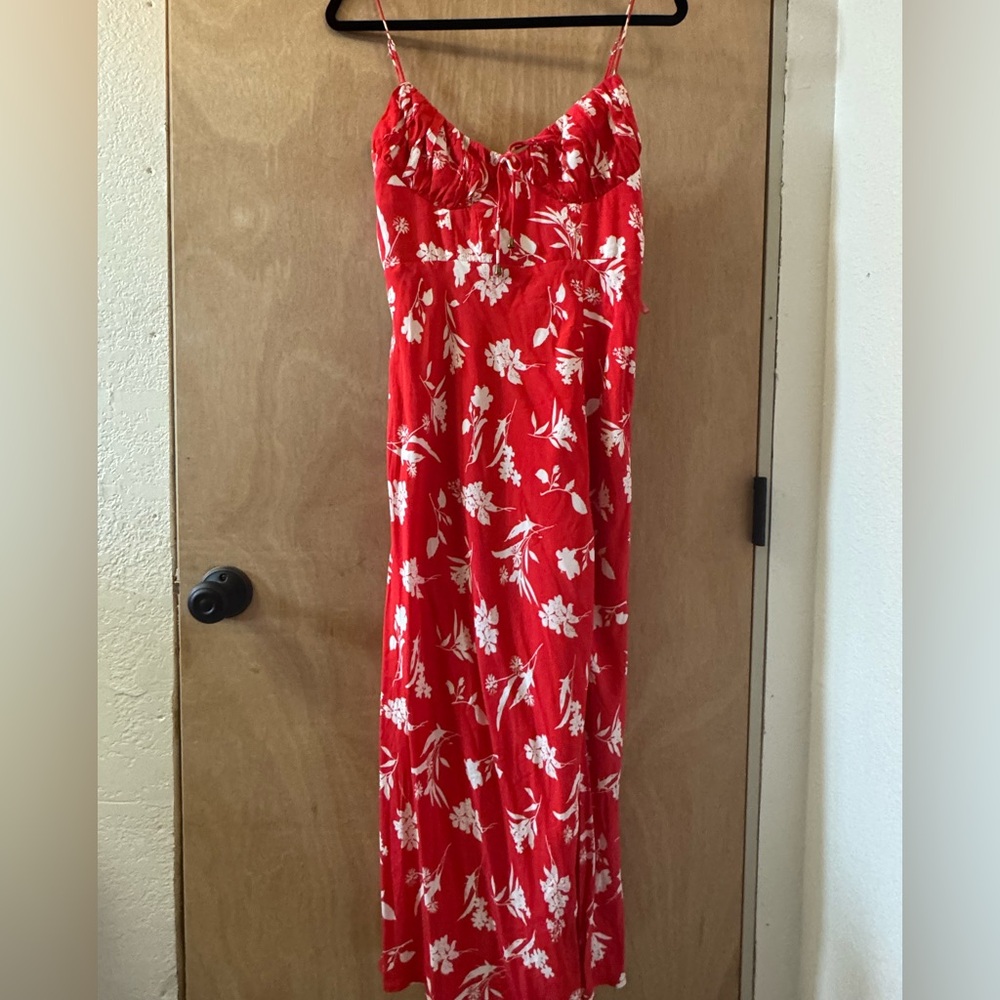 Here Comes the Sun Floral Red Maxi Dress